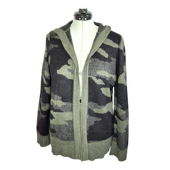 Cable & Gauge camo print open front hooded cardigan, size XL - Picture 1 of 7